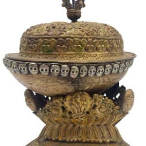 19th C Tibetan Human Skull Kapala w/ Turquoise & Copper sold at auction on 6th August | Bidsquare